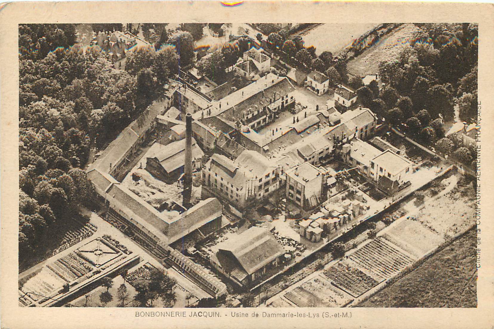 77 DAMMARIE-LES-LYS. Usine Bonbonnerie Jacquin. Carte postale publicitaire