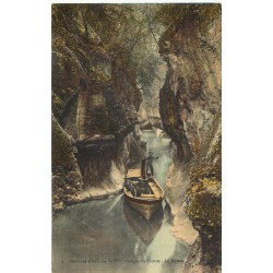 3 cpa environs 73 AIX-LES-BAINS. Gorges du Sierroz Galeries et bateau animation sur les parois