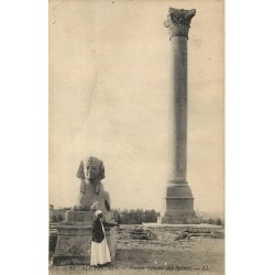 Egypte ALEXANDRIA ALEXANDRIE. Colonne de Pompée et Sphinx