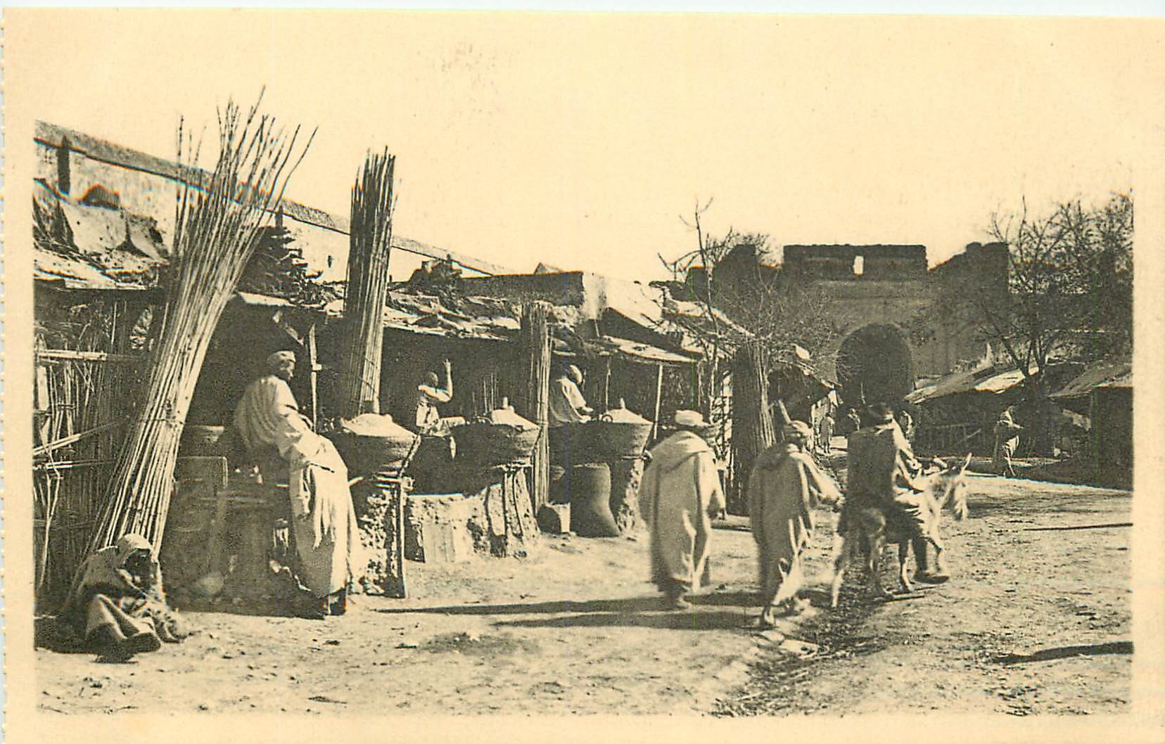 MAROC lot 4 x cpa MEKNES. Souks Bab-Djedid, Porte Bab-Mansour el-Alluj et Médina