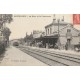 78 LE VESINET. Train dans la Gare sous la Passerelle 1909
