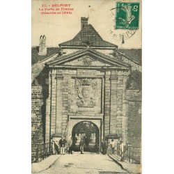 2 x cpa 90 BELFORT. La Porte de France et Tour de la Miotte vers 1911