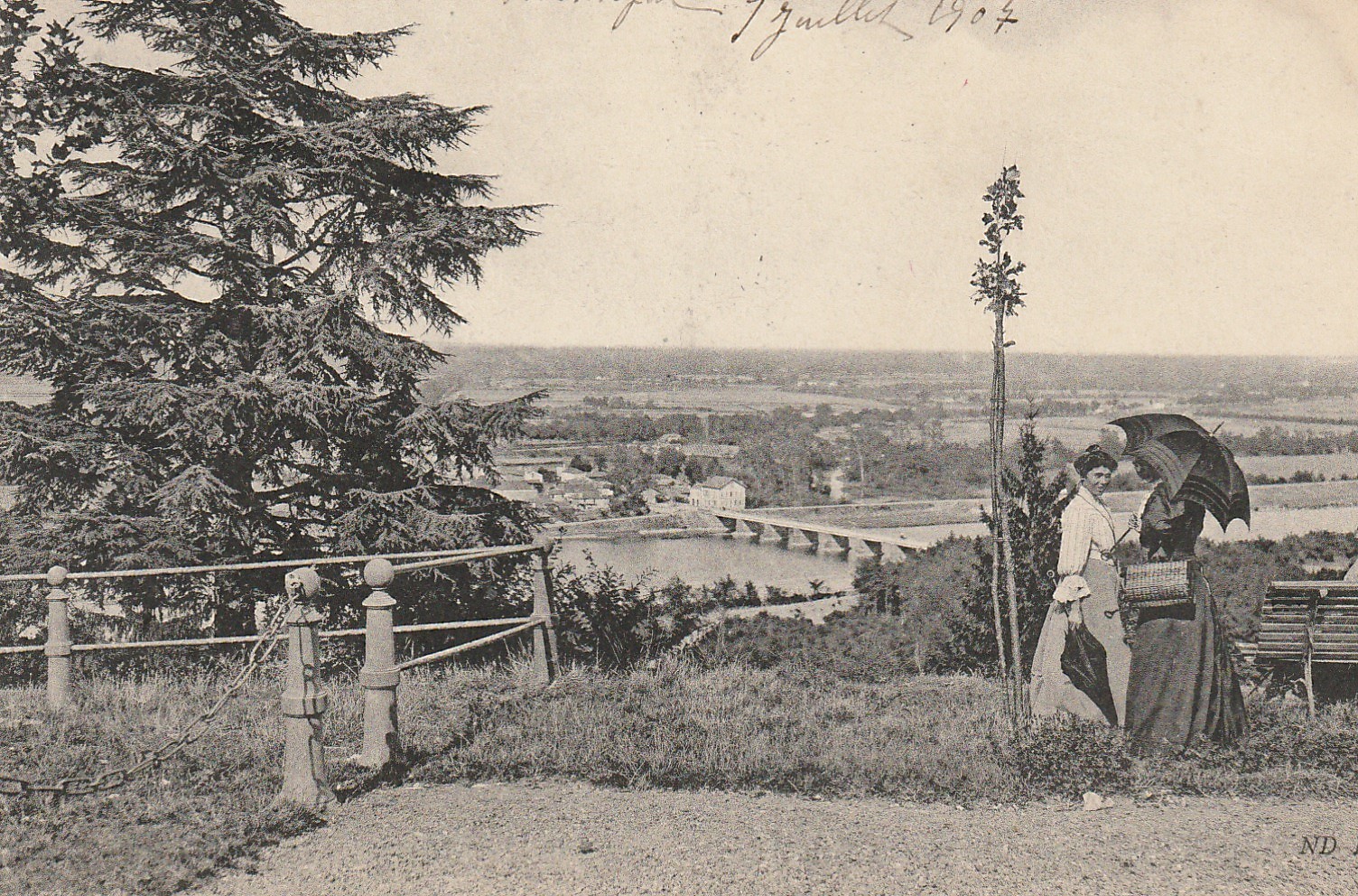40 SAINT-SEVER. Vue Prise de Morlanne avec femmes et ombrelles 1907