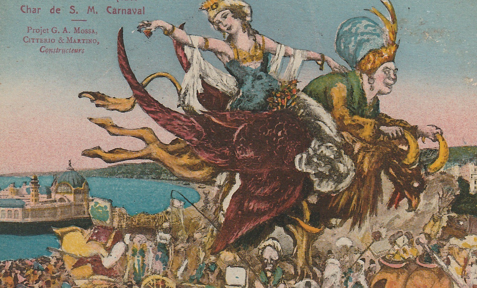 2 x cpa 06 NICE. Char de S.M Carnaval. et Pêcheur de Sirènes