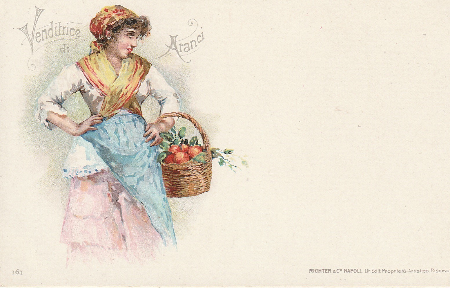 ITALIA. Carte postale Précurseur Litho 1900 Venditrice di Aranci.