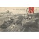 42 ROANNE. Train avec locomotive au Quai du Bassin avec Péniches 1916