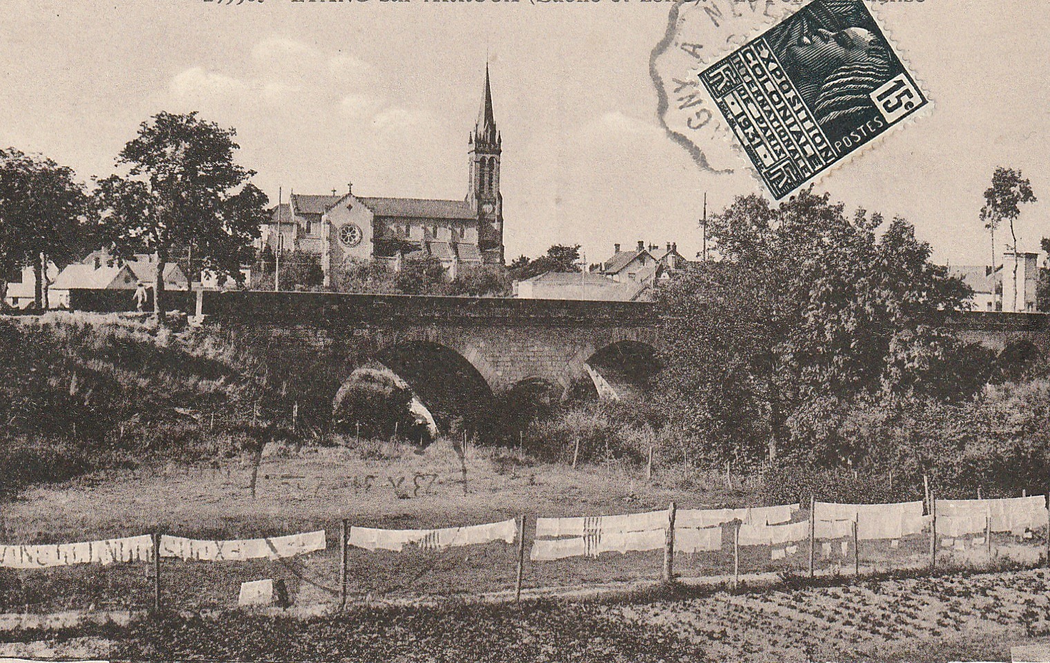 71 ETANG-SUR-ARROUX. Le Pont et l'Eglise 1931