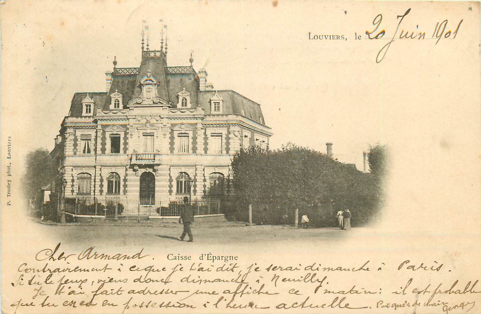 27 LOUVIERS. Caisse d'Epargne 1901 petite animation