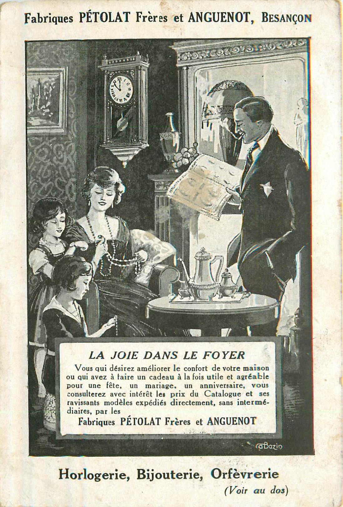 25 BESANCON. Fabriques Pétolat frères et Anguenot. Publicité Horlogerie, Bijouterie, Orfévrerie