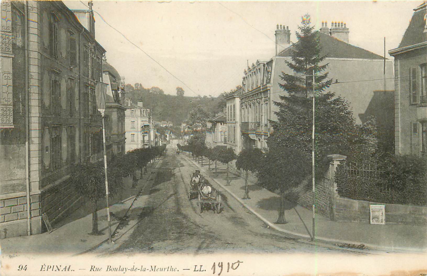 88 EPINAL. Attelages Rue Boulay-de-la-Meurthe 1910