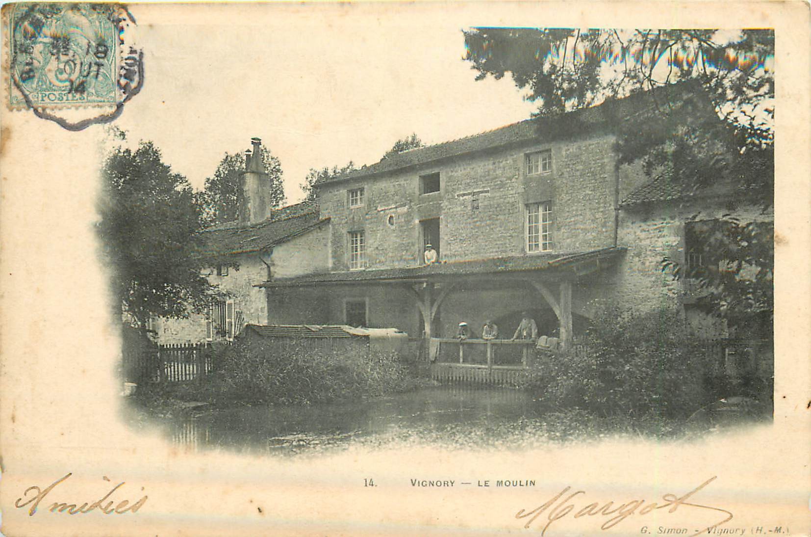 52 VIGNORY. Le Moulin à Eau petite animation 1904
