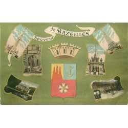 08 BAZEILLES. Souvenir multivues et armoiries 1909