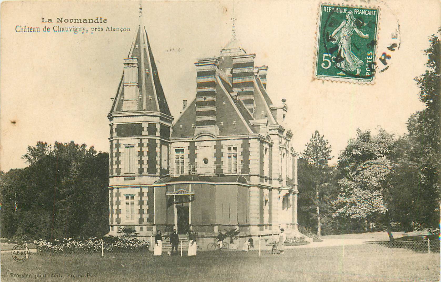 61 Près Alençon CHÂTEAU DE CHAUVIGNY avec son personnel 1909