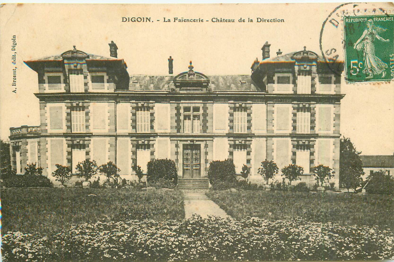 71 DIGOIN. La Faïencerie Château de la Direction 1913