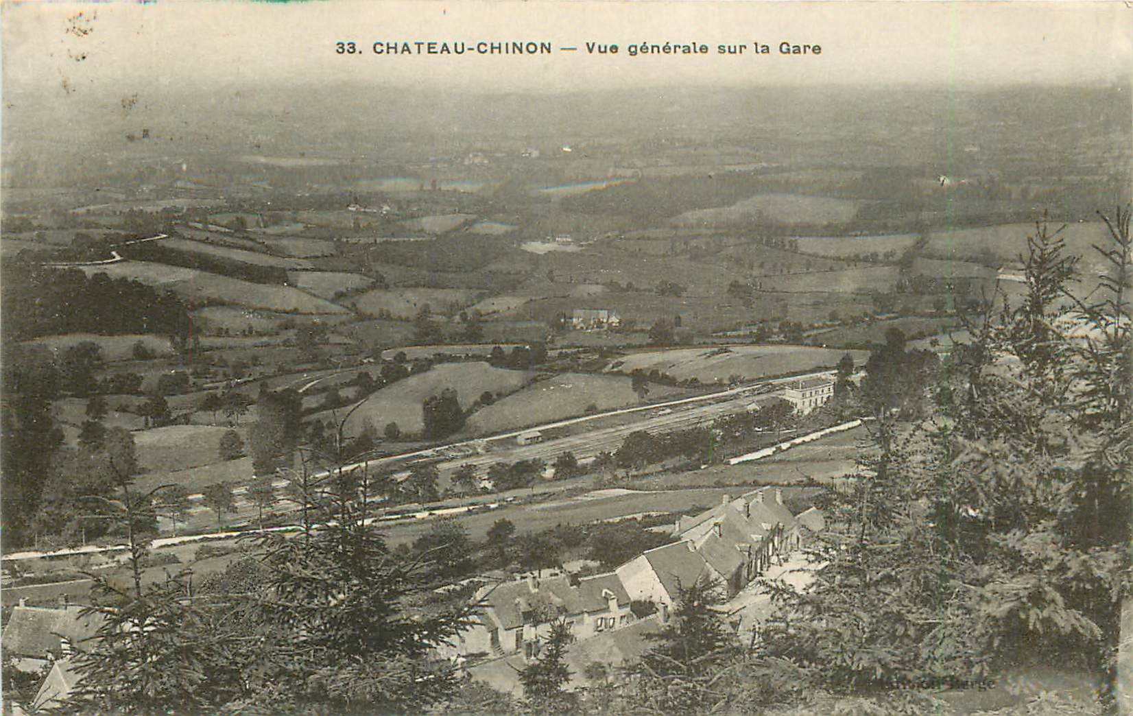 58 CHATEAU-CHINON. Vue générale sur la Gare 1936
