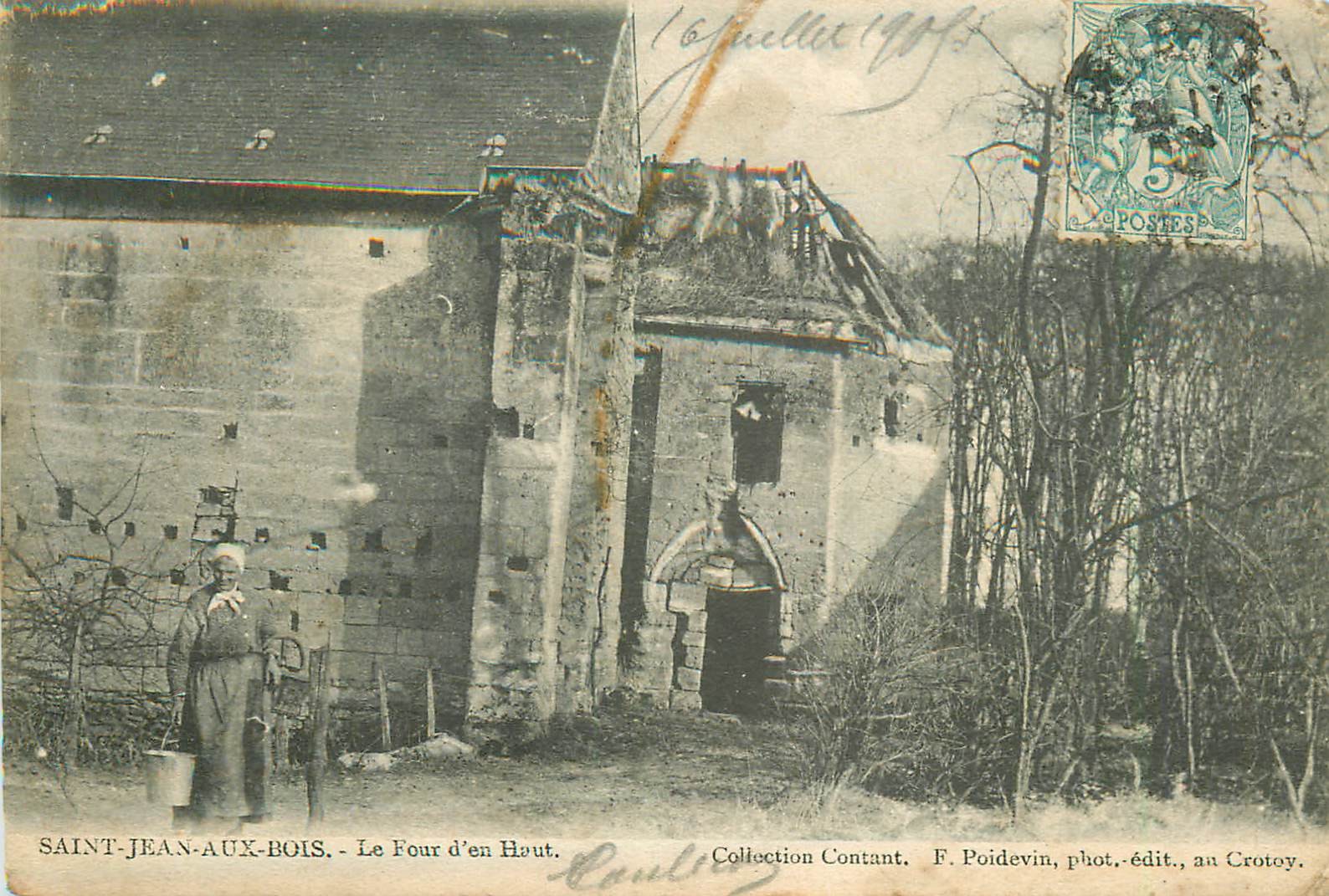60 SAINT-JEAN-AUX-BOIS. Le Four d'en Haut avec femme vers 1905