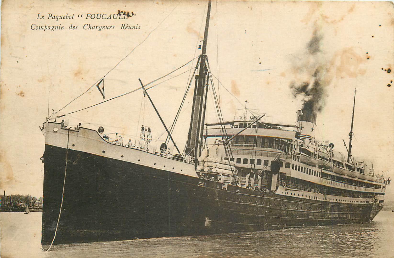 Transports le Paquebot FOUCAULD Compagnie des Chargeurs réunis 1938
