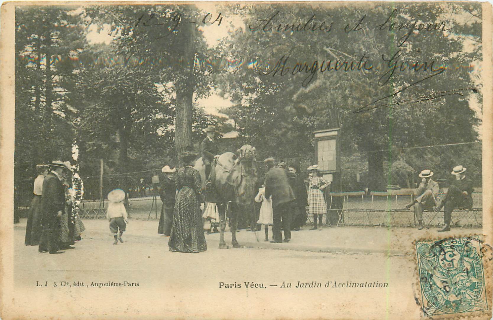 75016 PARIS vécu. Belle animation avec dromadaire au Jardin d'Acclimatation 1904
