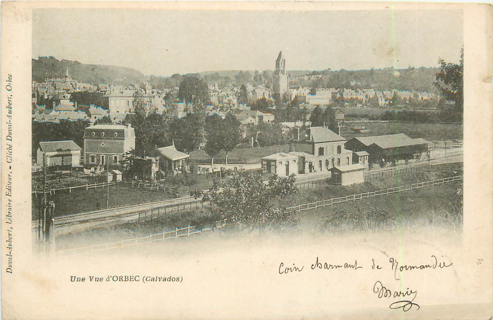 14 ORBEC. Gare et ligne du Chemin de Fer 1901