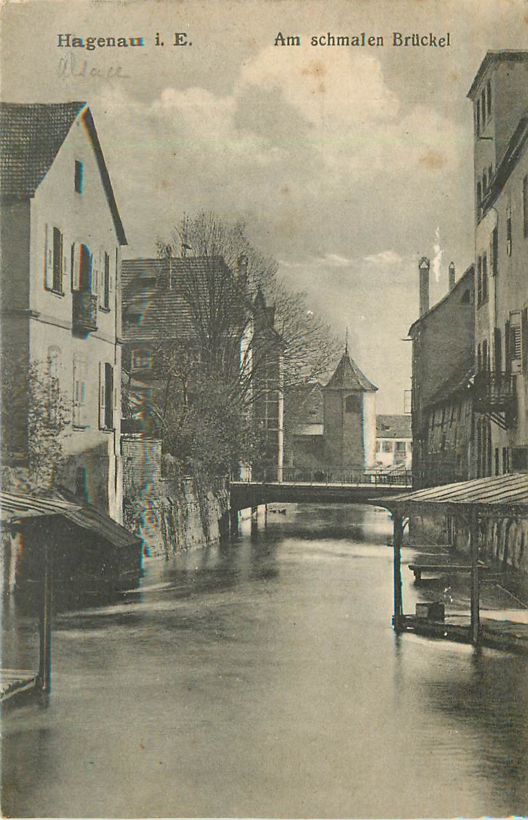 67 HAGUENAU. Am schmalen Brückel lavoir 1918