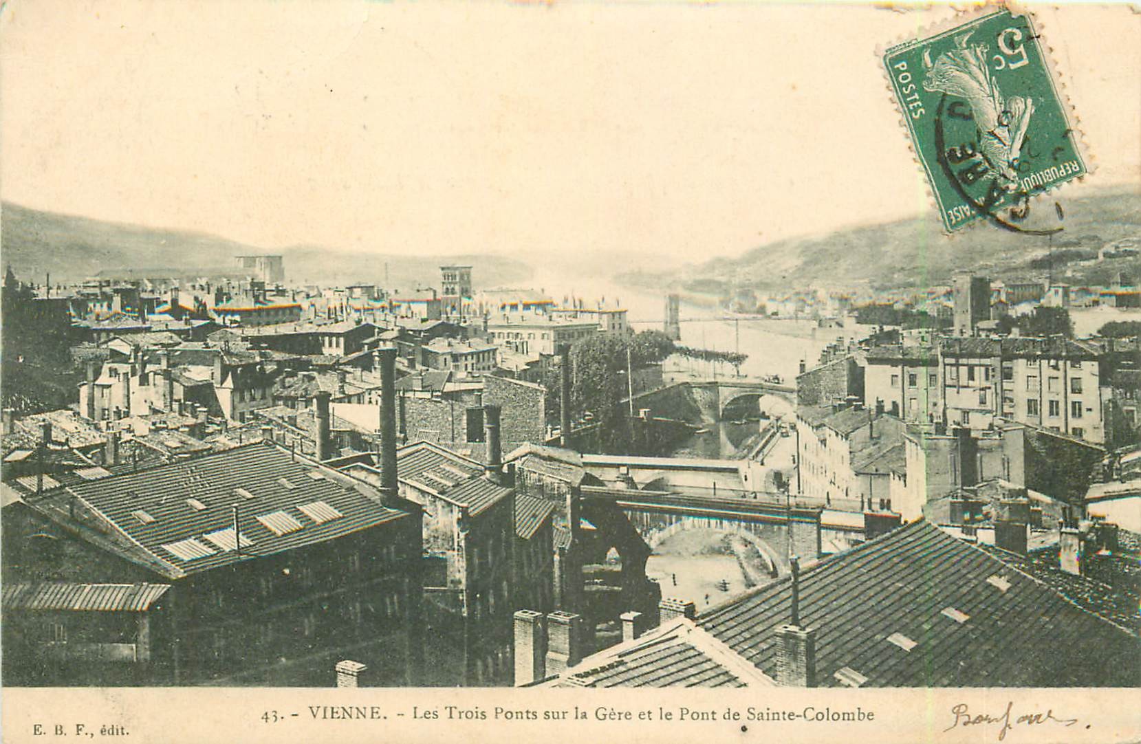 38 VIENNE. Les Trois Ponts sur la Gère et Pont de Sainte-Colombe 1906