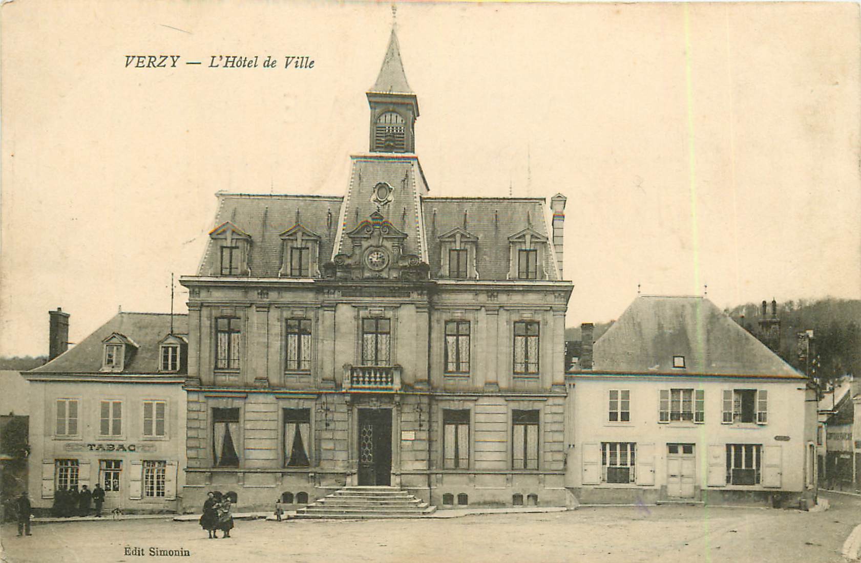 51 VERZY. Hôtel de Ville et Tabac 1914