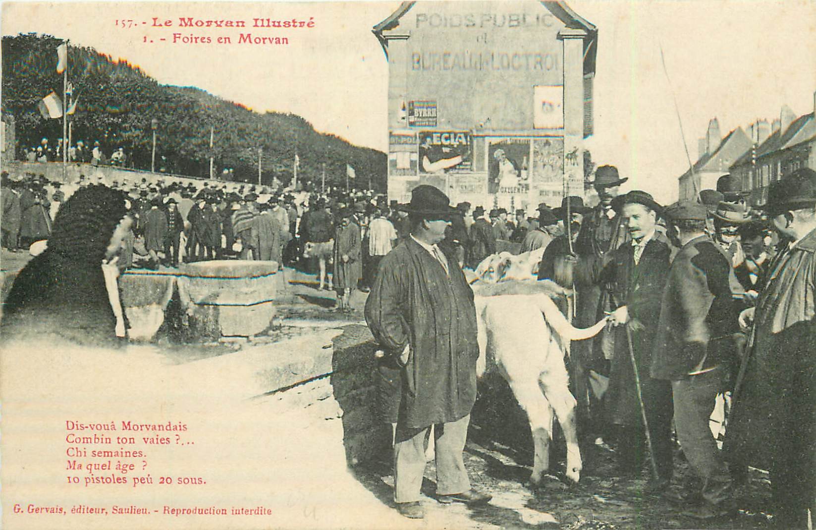 21 SAULIEU. Foires aux bestiaux en Morvan et Octroi 1908