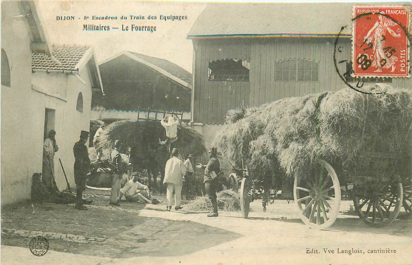 21 DIJON. 8° Escadron du Train des Equipages Militaires le Fourrage 1908