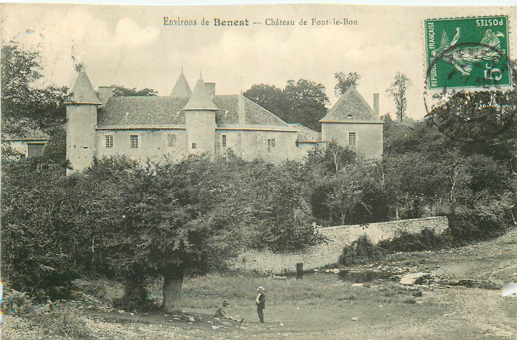 16 BENEST environs. Château de Font-le-Bon avec personnages 1911