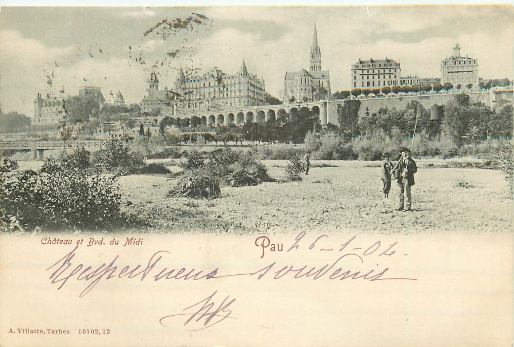 64 PAU. Château et boulevard du Midi 1904