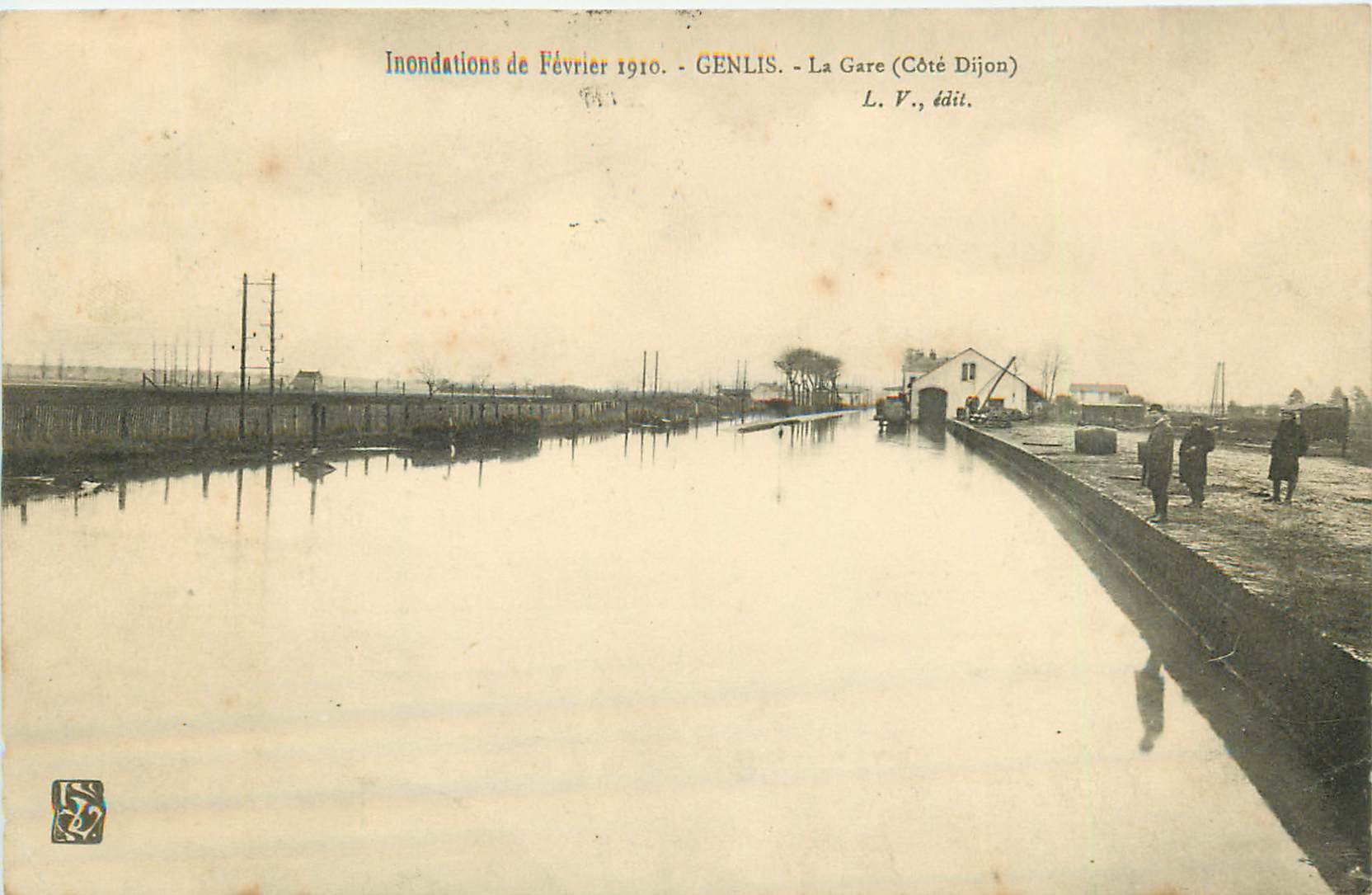 21 GENLIS. La Gare pendant les Inondations de 1910