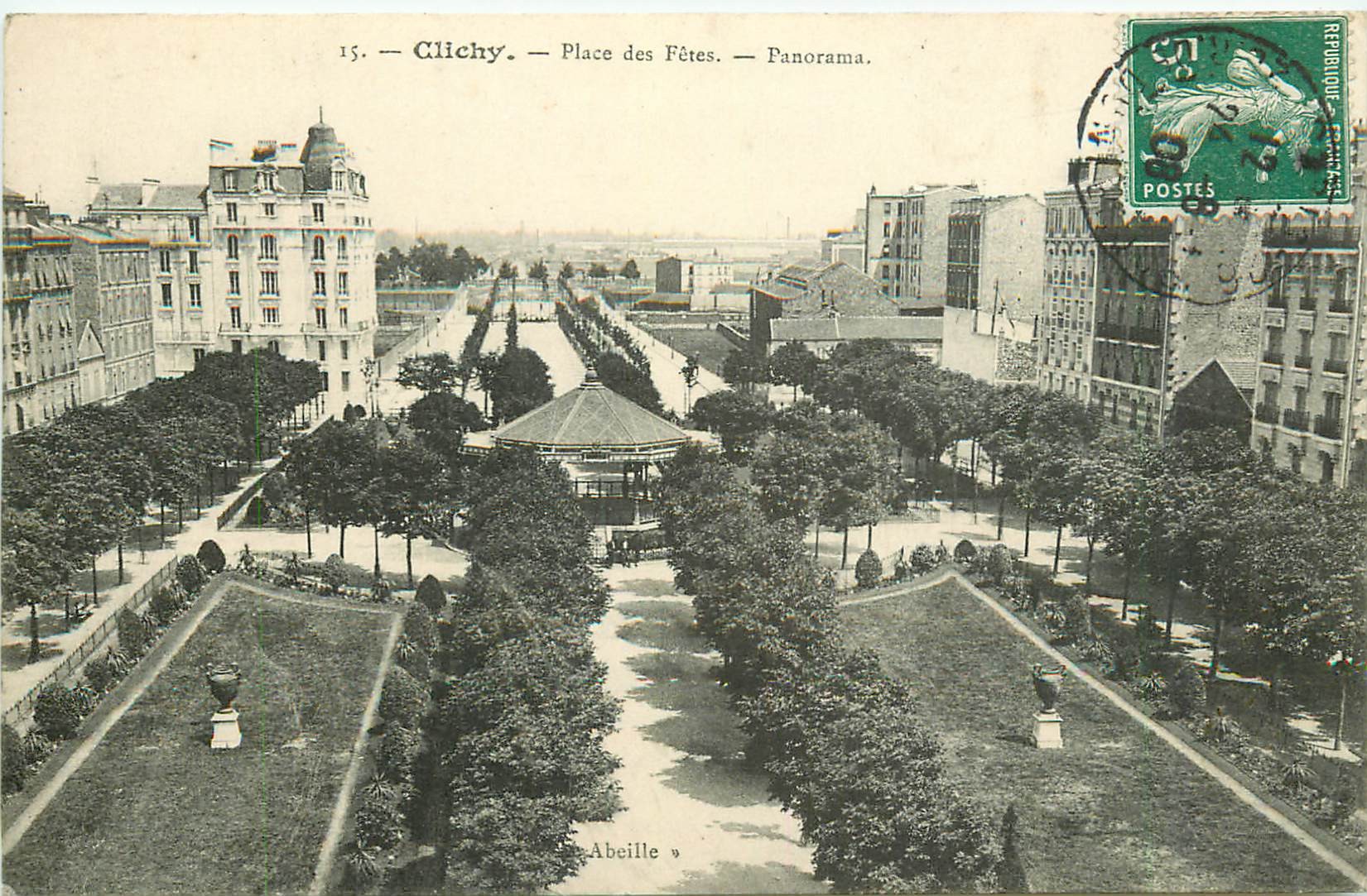 92 CLICHY. Place des Fêtes et boulevard National 1908