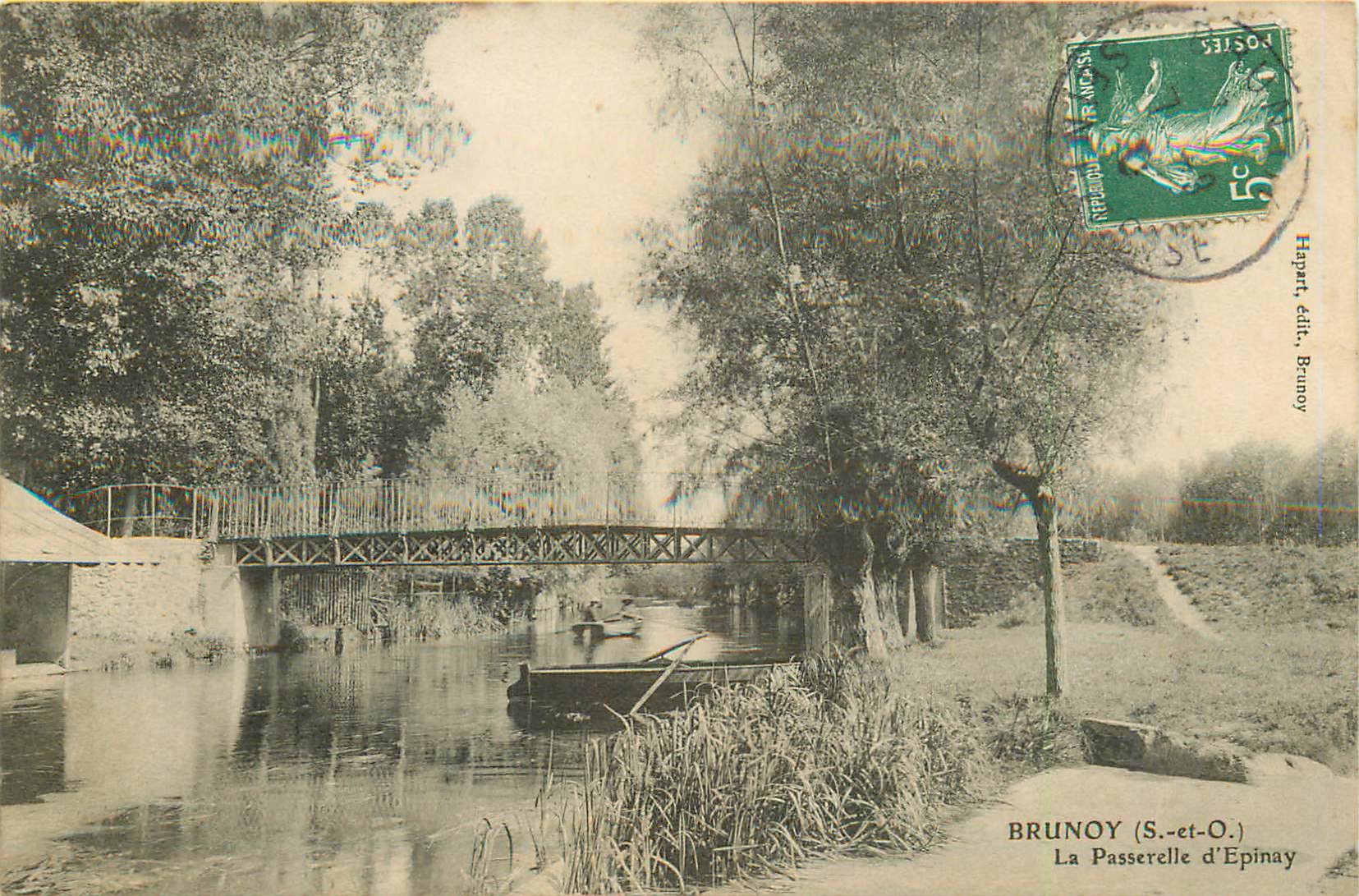 91 BRUNOY. La Passerelle d'Epinay animation 1907