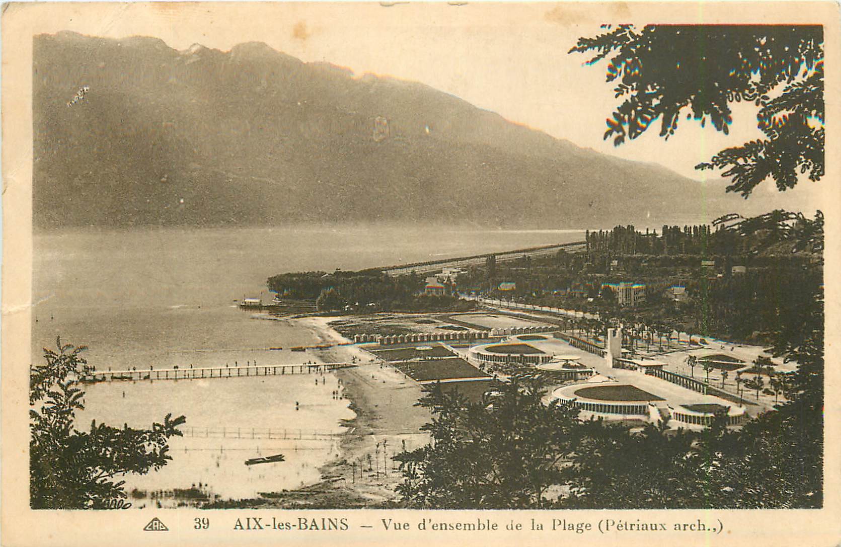 73 AIX-LES-BAINS. Vue sur la Plage et ses pontons 1936