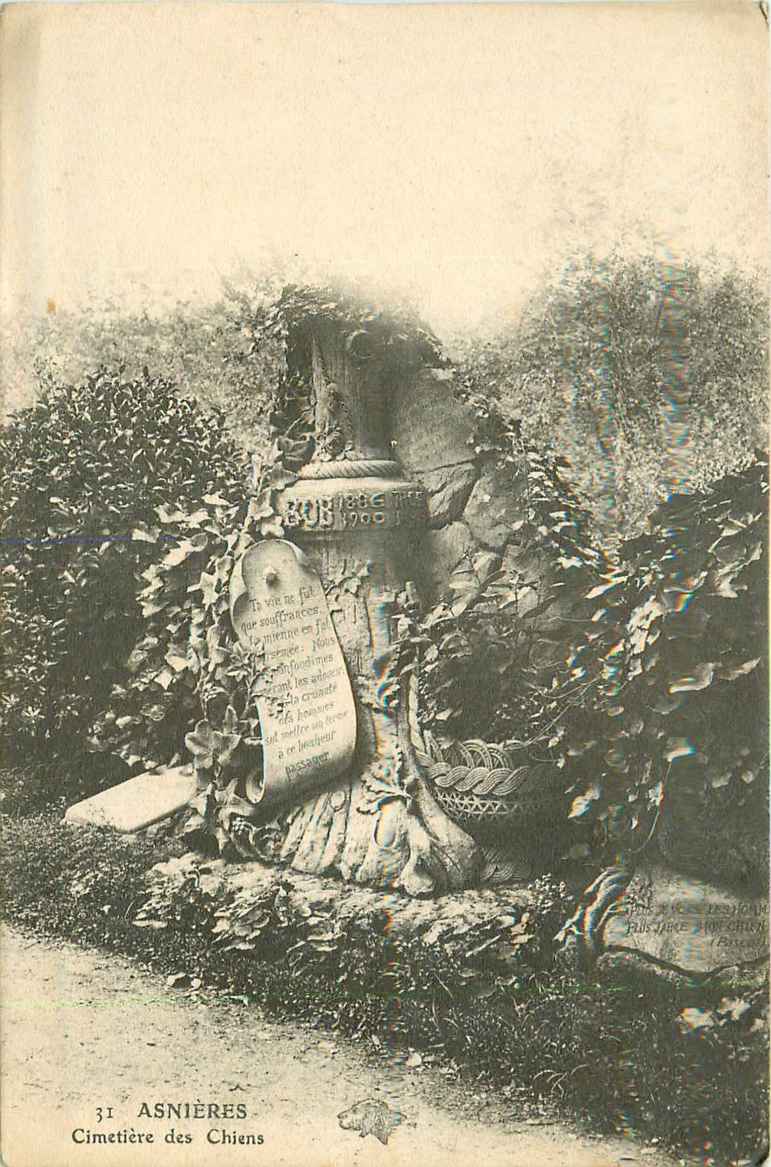 92 ASNIERES-SUR-SEINE. Cimetière des Chiens ici avec Bob 1907
