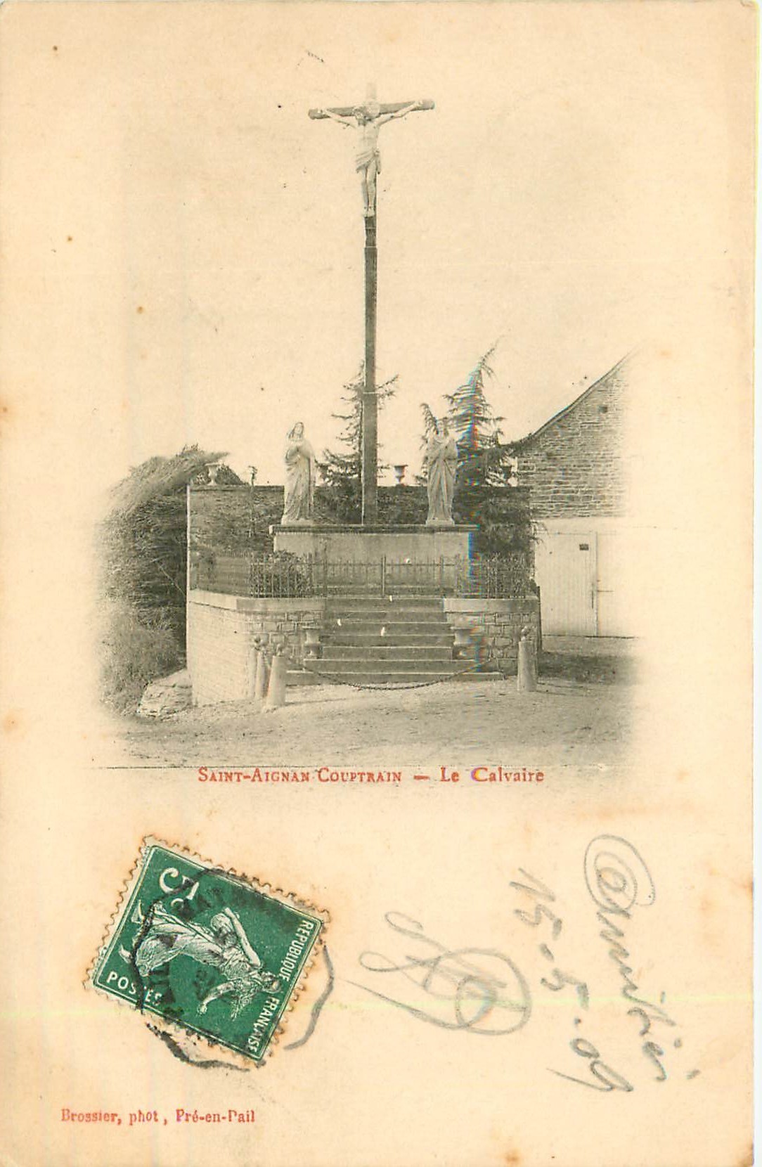 53 SAINT-AIGNAN COUPTRAIN. Le Calvaire carte précurseur 1909