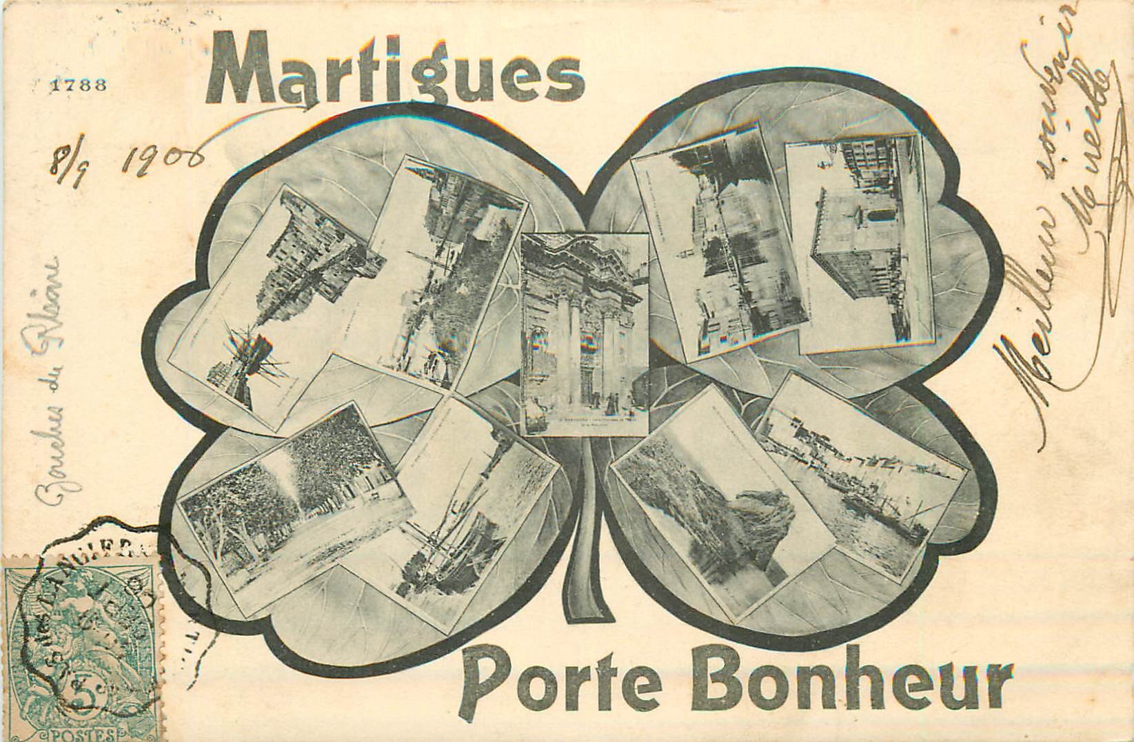 13 MARTIGUES. Porte Bonheur multivues 1906