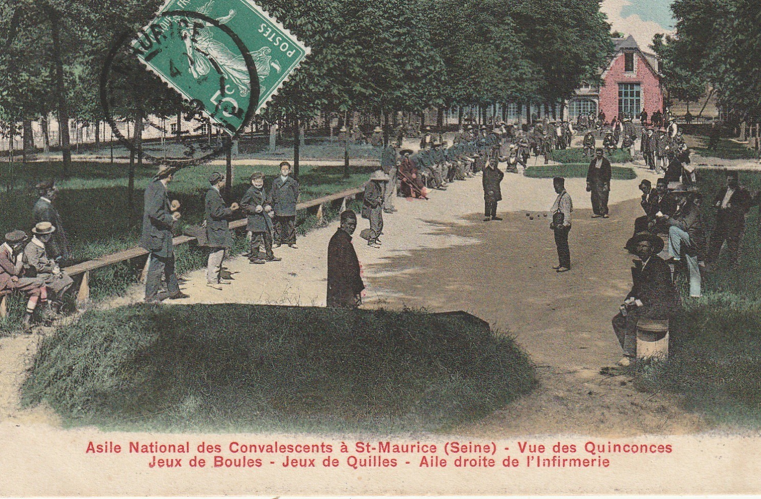 94 SAINT-MAURICE. Asile National Jeu de Boules et Quinconce 1908 et Quilles et Pétanque