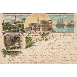 EGYPTE. Port Saïd multivues 1899