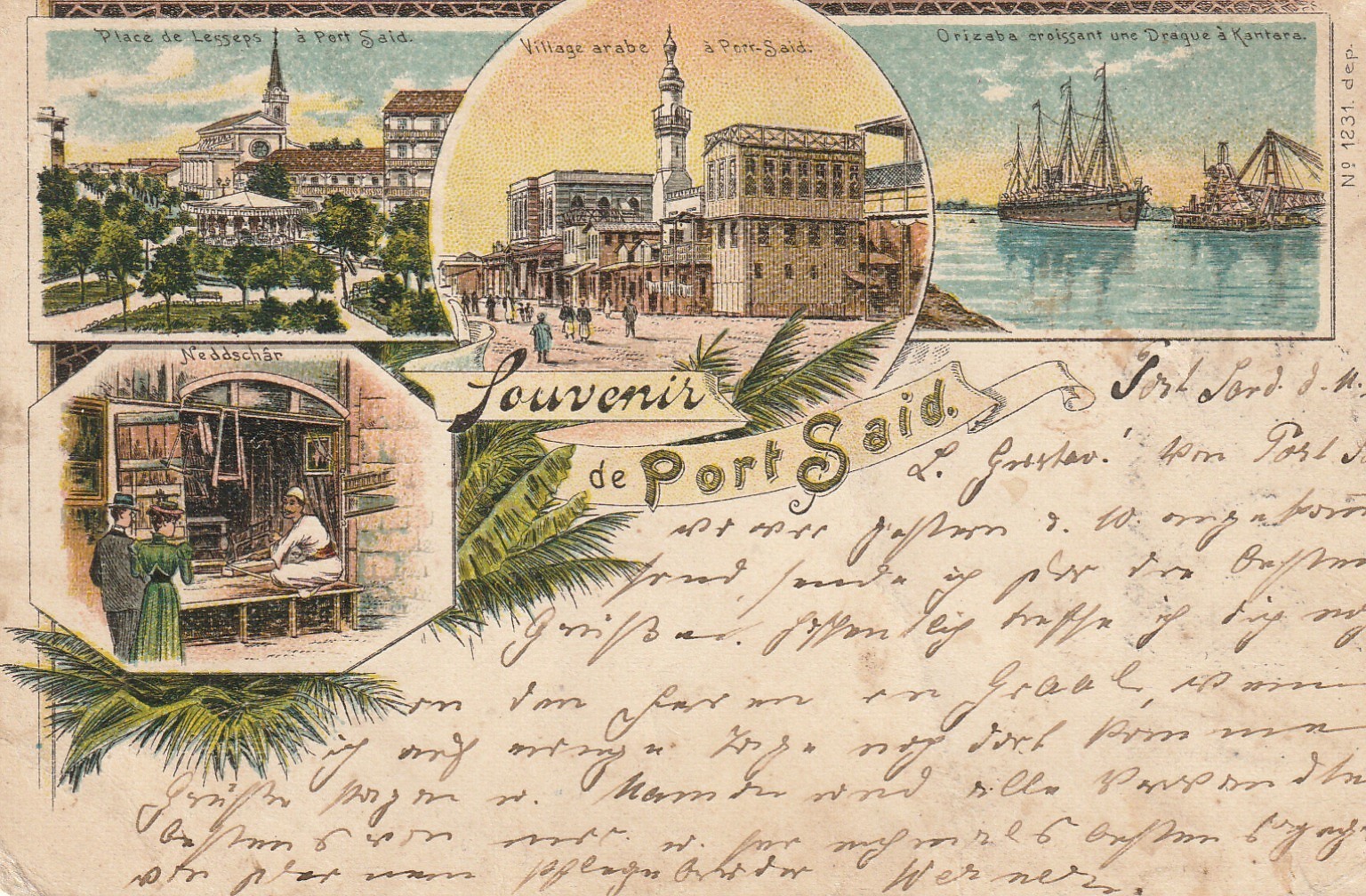 EGYPTE. Port Saïd multivues 1899