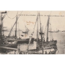 34 SETE CETTE. Un groupe de Bateaux Boeufs avec Pêcheurs 1916