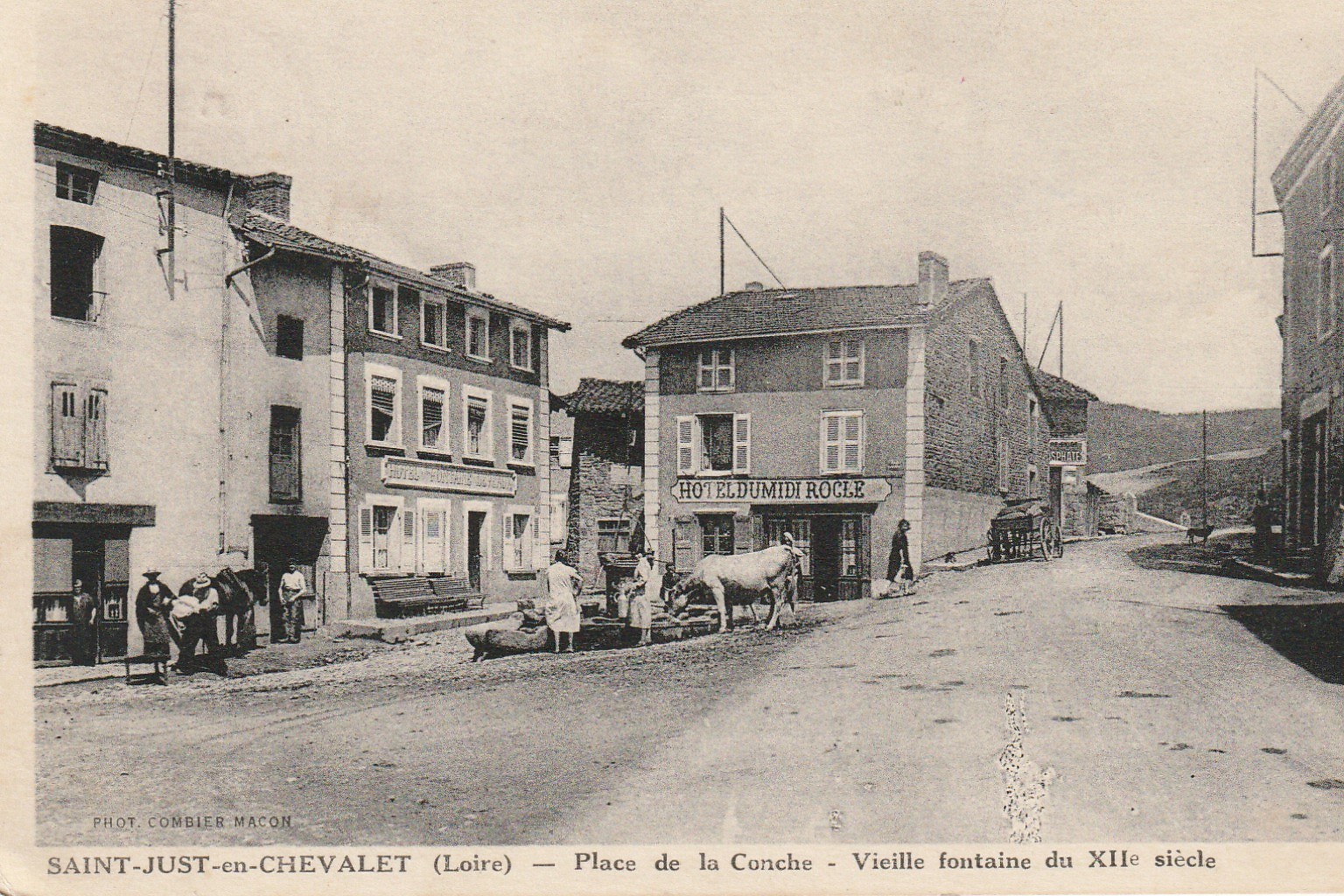 42 SAINT-JUST-EN-CHEVALET. Hôtel du Midi Rocle et Vieille Fontaine Place de la Conche 1936