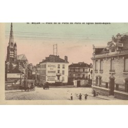 77 MELUN. Hôtel du Grand Monarque et Eglise Saint-Aspais Place de la Porte de Paris