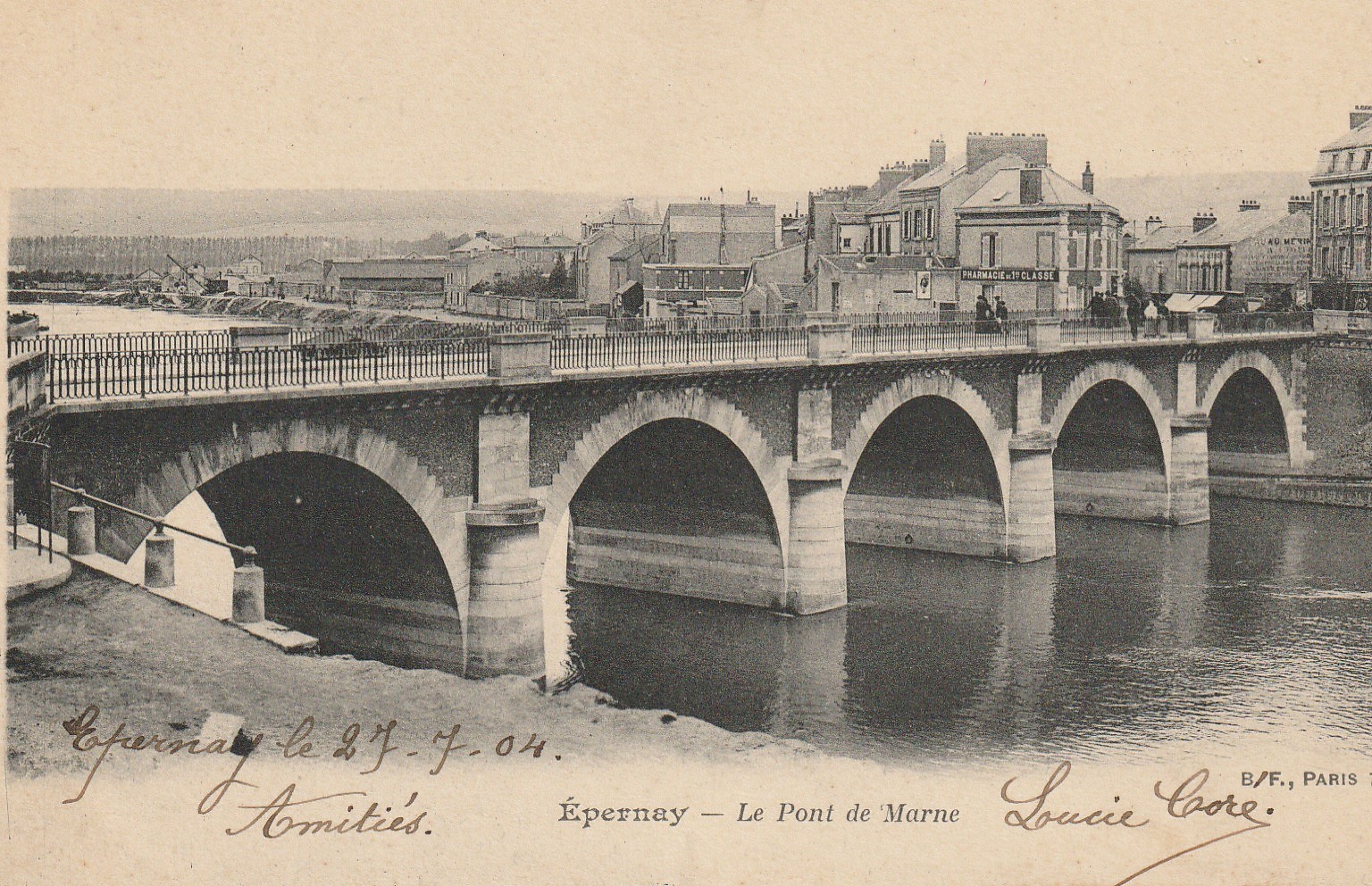 51 EPERNAY. Le Pont de Marne et Pharmacie 1904