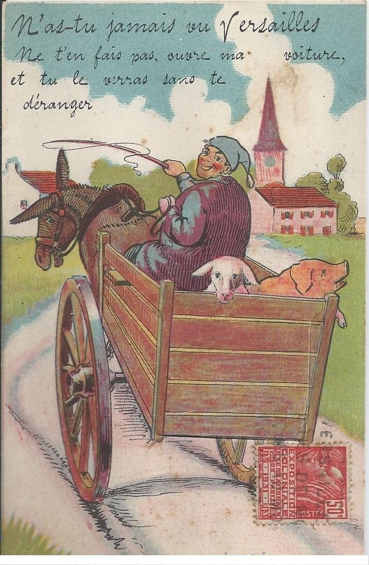 78 VERSAILLES. Carte montage Fantaisie avec 8 mini-vues dans la Charrette 1931