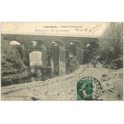 carte postale ancienne 22 GUINGAMP. Viaduc de Sainte-Croix 1914 sous la neige