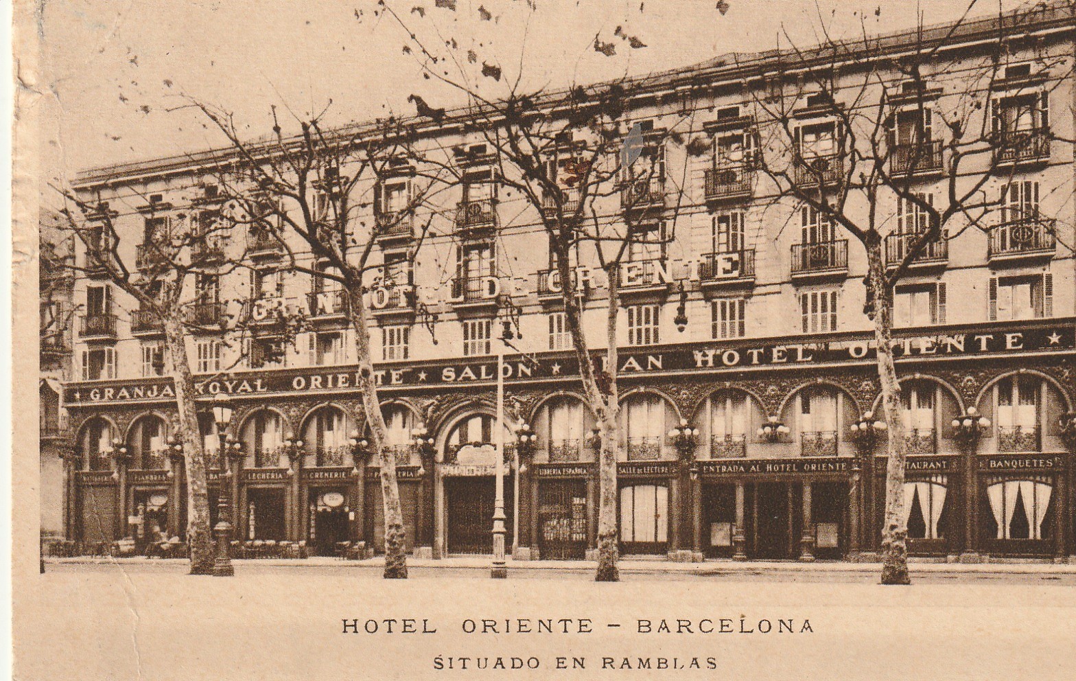 Espagne BARCELONA. Hôtel Oriente situas en Ramblas 1934