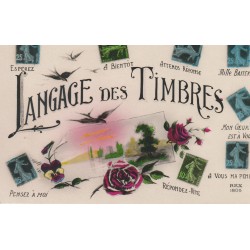 Lot de 2 cpa LE LANGAGE DES TIMBRES je vous attends, je vous aime....