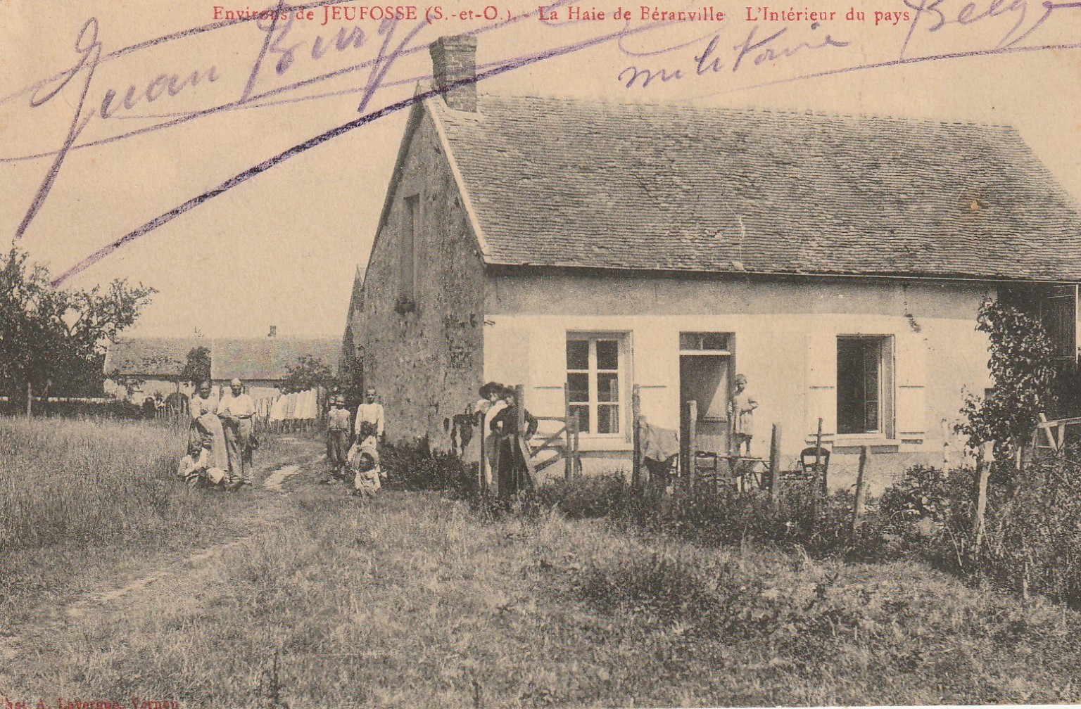 78 JEUFOSSE environs. La Haie de Béranville avec paysans 1916