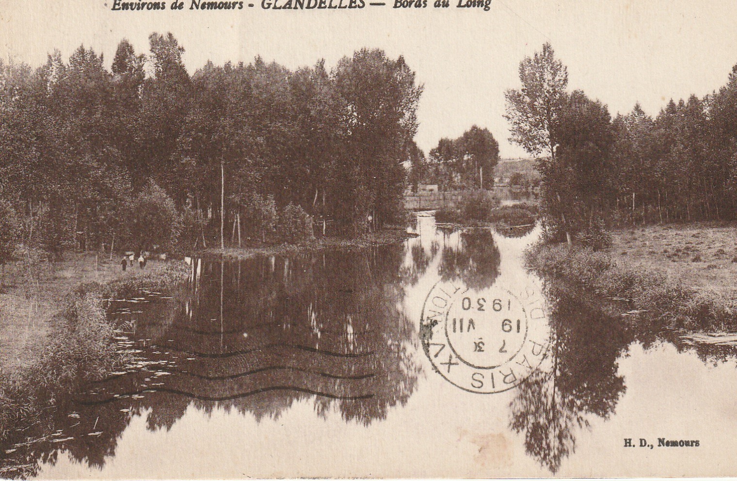 77 GLANDELLES. Animation bords du Loing 1930